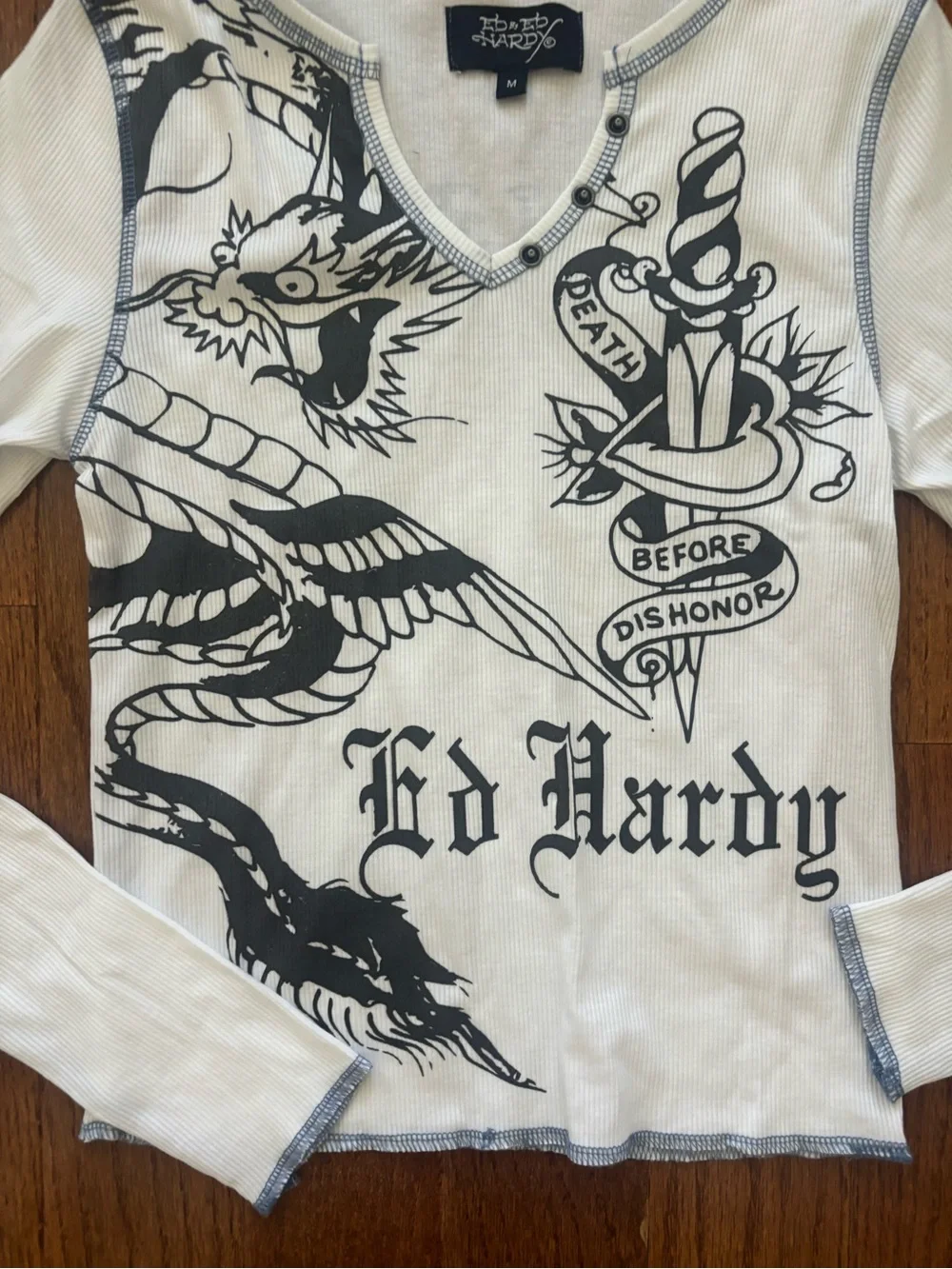 NWT Ed Hardy grunge longsleeve top medium